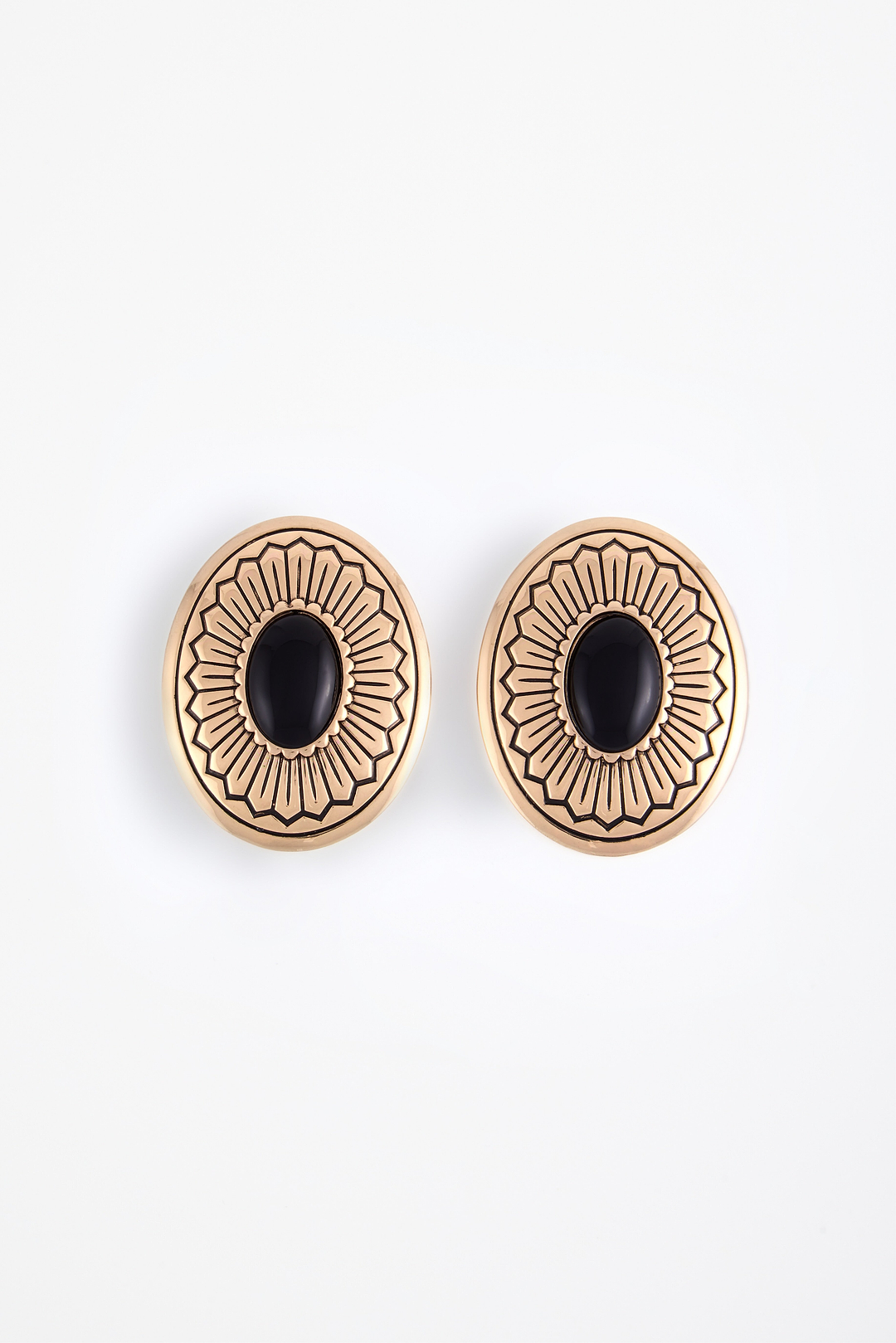 Western Oval Earring (Gold/Black)