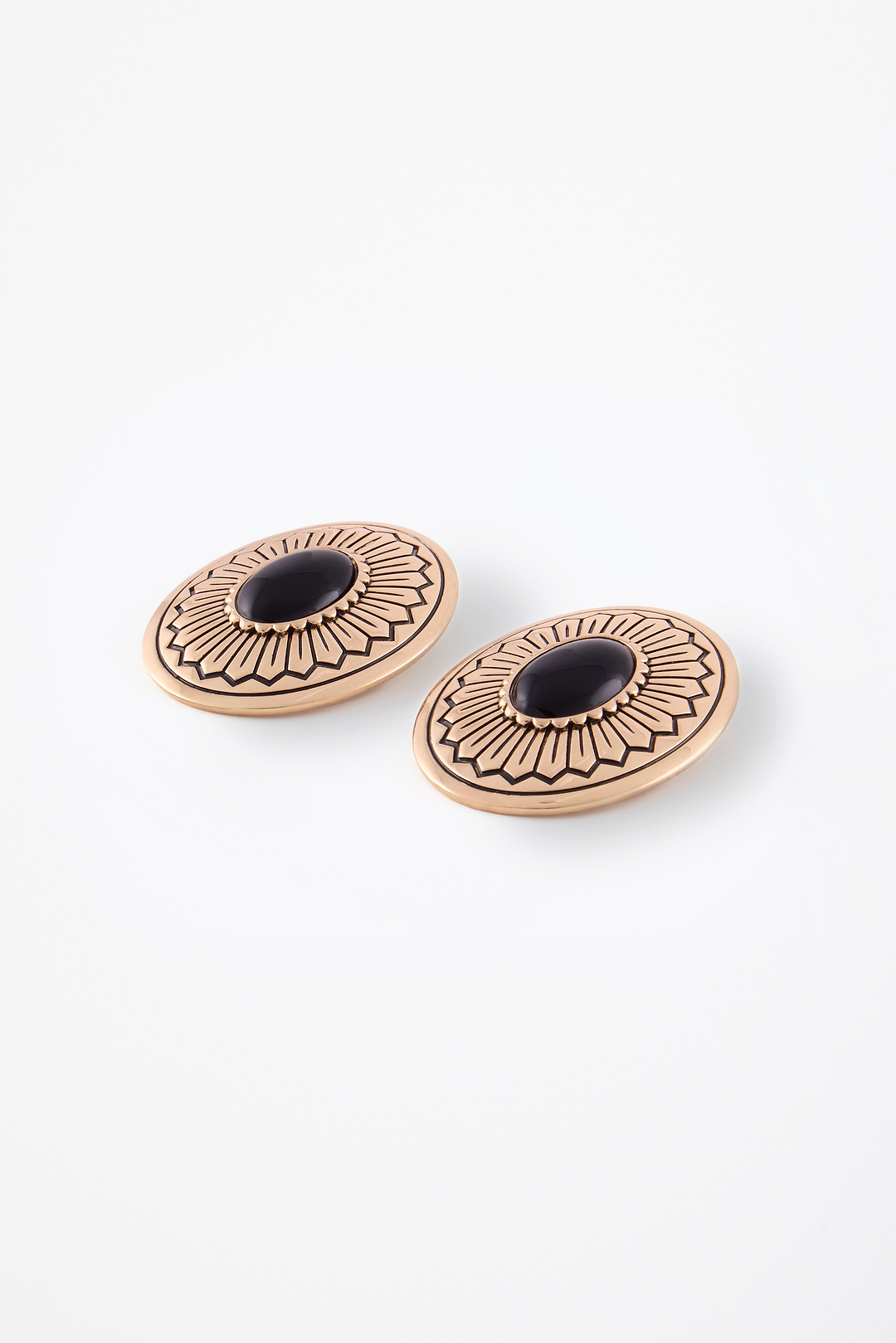 Western Oval Earring (Gold/Black)