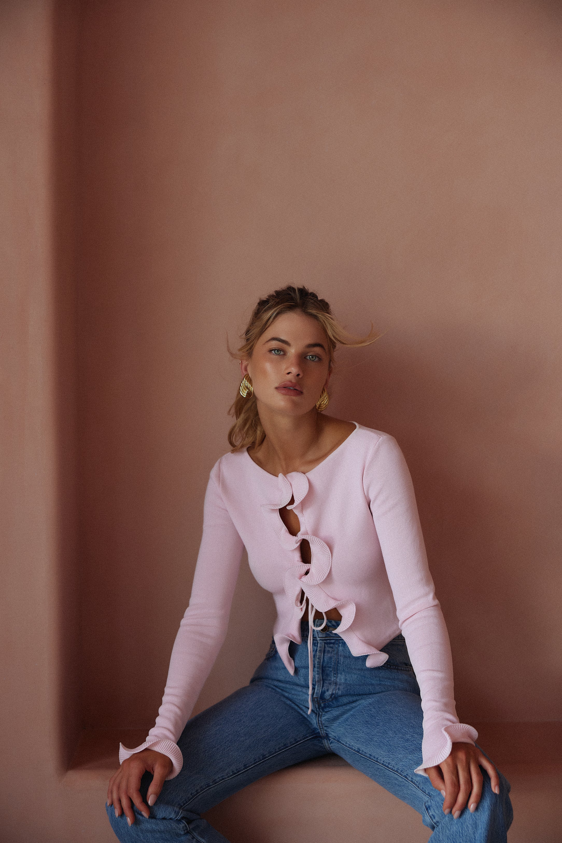 【Mme eme】Ruffle knit tops Emmaline Ruffled One-Shoulder Top - I Like Knitting