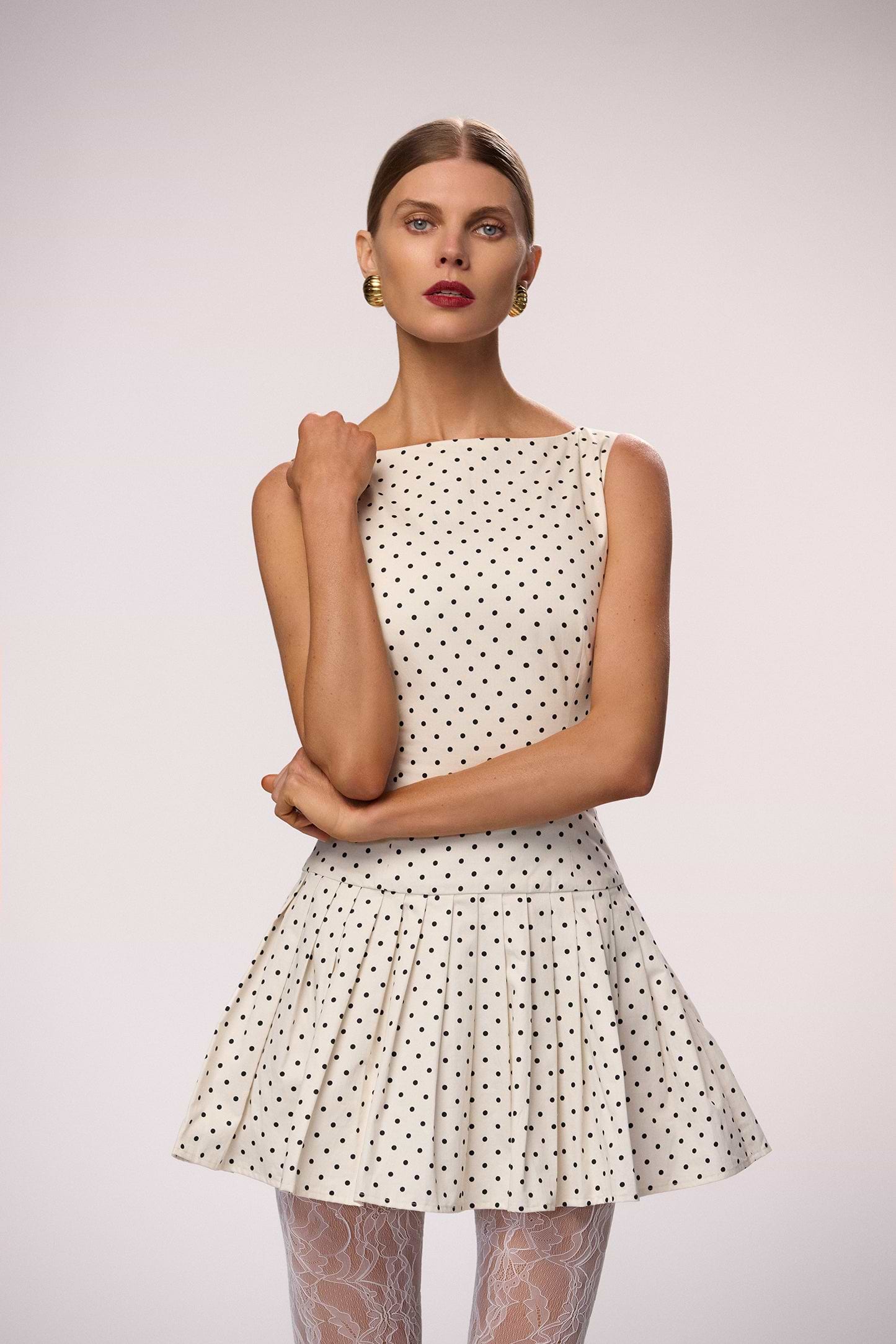 polka dot dress beige Petal and Pup Women's Belle Maxi Dress