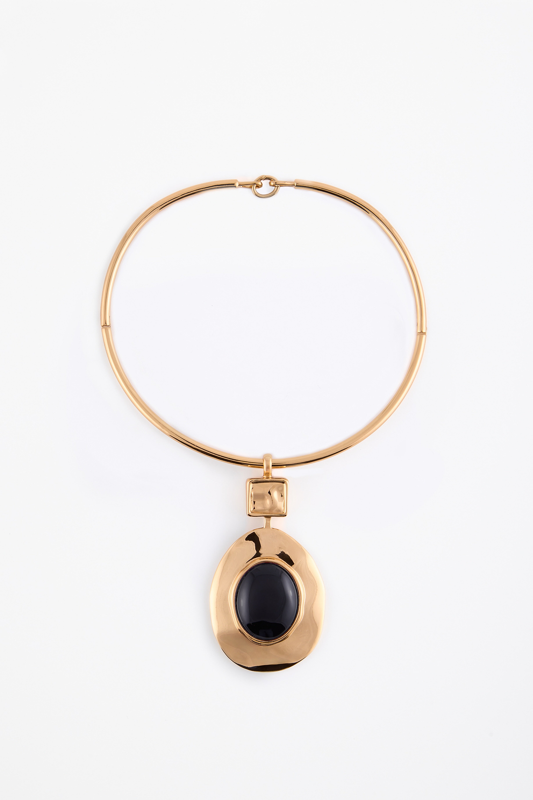 Stone Drop Necklace (Gold/Black)