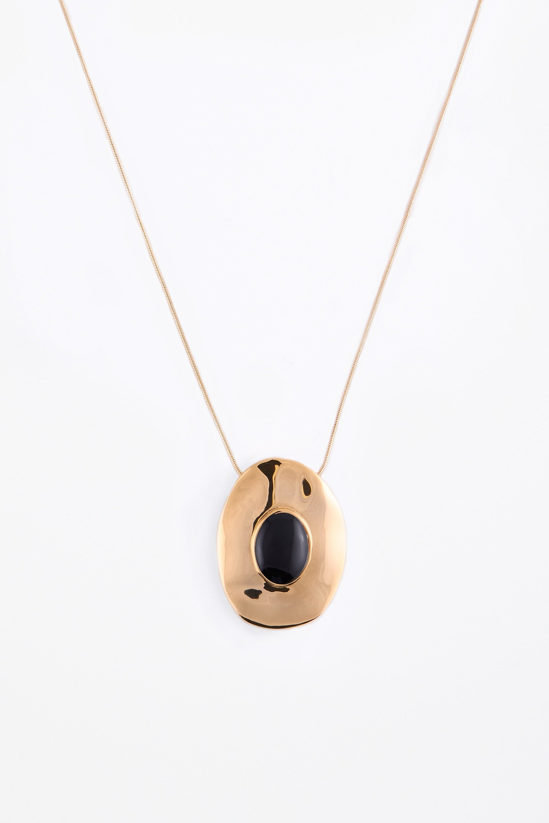 Stone Pendant Necklace (Gold/Black)
