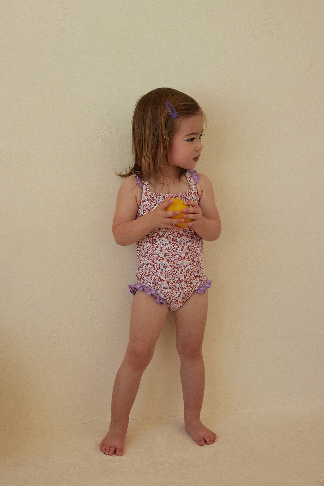 ruffle one piece (mini floral/purple)