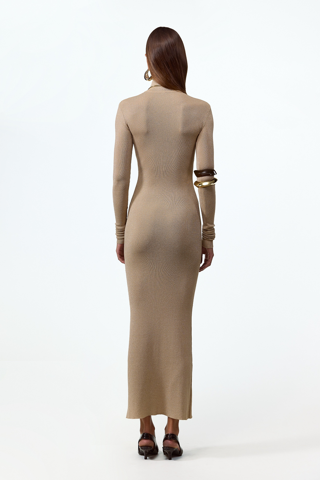 Shimmer Mockneck Dress (Gold)