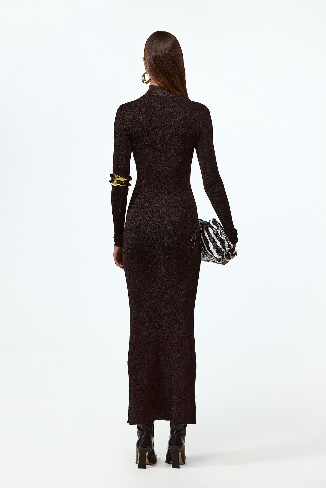 Shimmer Mockneck Dress (Black)