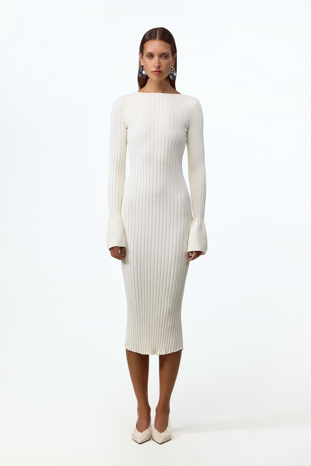 Same | Cuffed Ribbed Knit Dress | Cream | Women's Knit Midi Dress M / Cream Same | Cuffed Ribbed Knit Dress | Cream | Women's Knit Midi Dress M / Cream