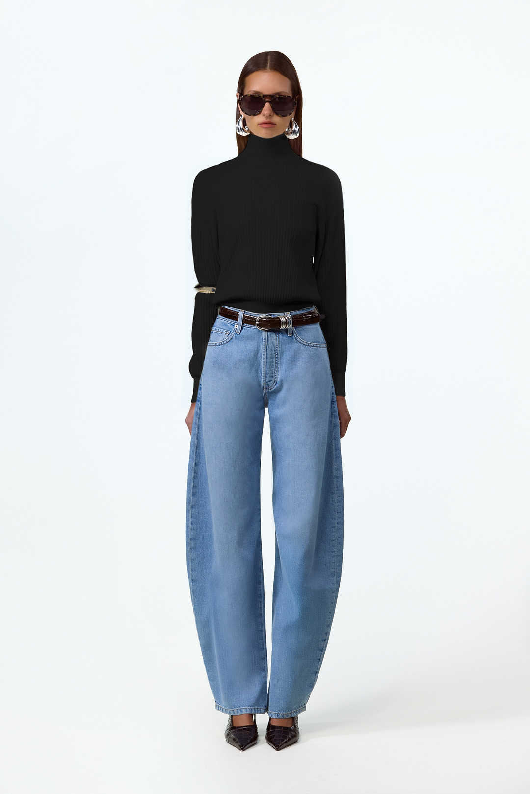 Relaxed Ribbed Turtleneck (Black)