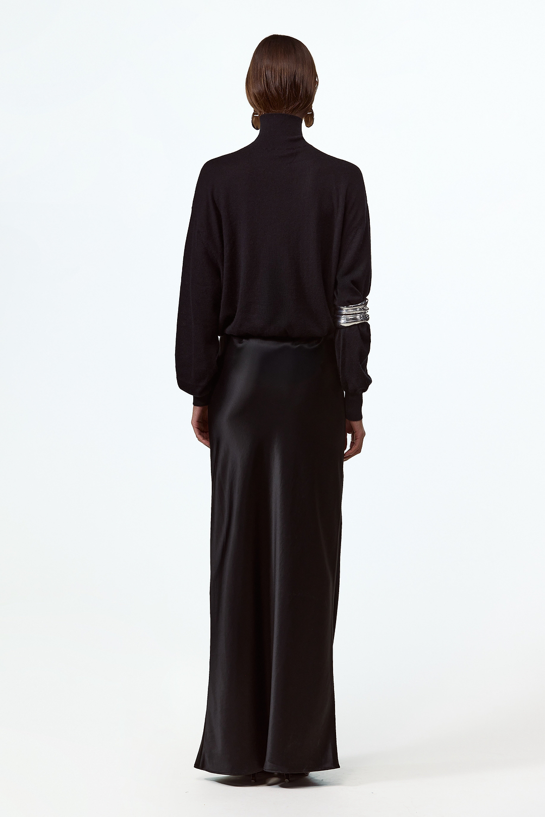 Satin Maxi Skirt (Black)