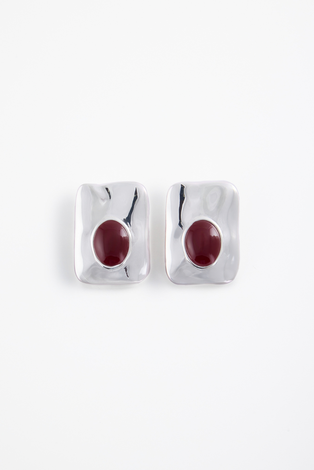 Hammer Stone Earring (Silver/Oxblood)