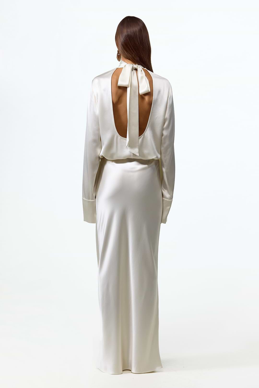 SAME | SATIN LONG Sleeve BLOUSE | Cream | Women's LONG Sleeve Top M / Cream SAME | SATIN LONG Sleeve BLOUSE | Cream | Women's LONG Sleeve Top M / Cream