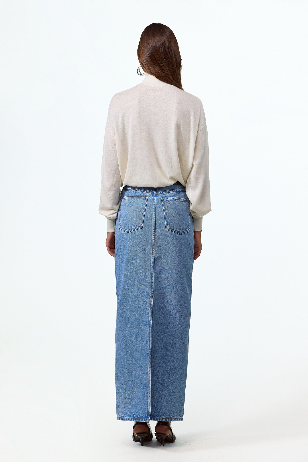 The Denim Pencil Maxi Skirt (Classic Blue)
