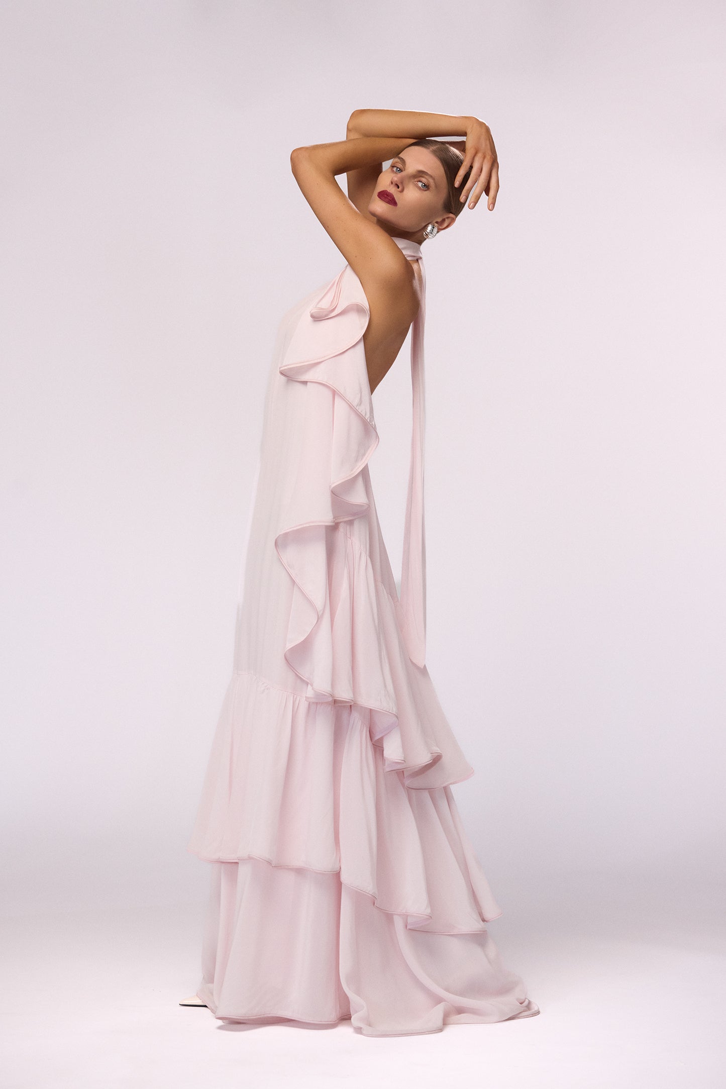 Layered Chiffon Gown (Pale Pink)
