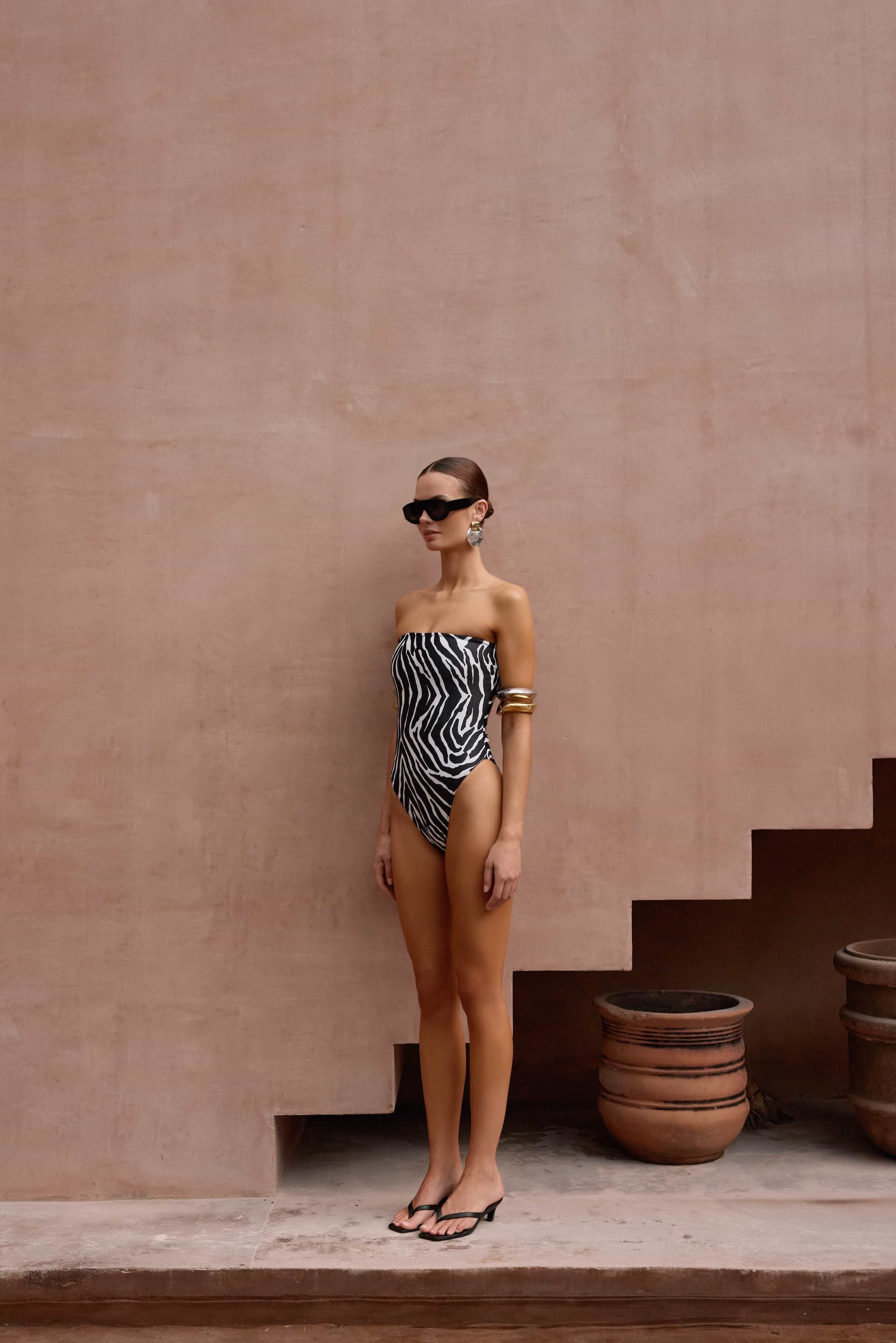 SAME Strapless One Piece | Zebra