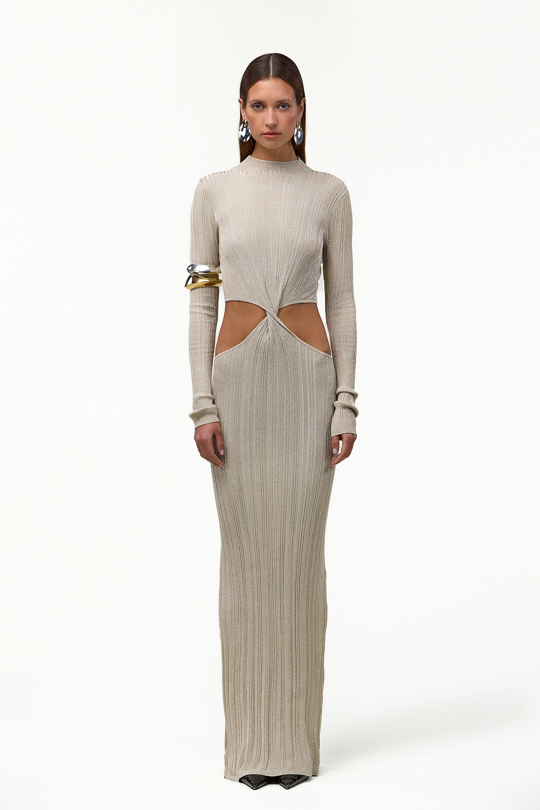 Metallic Twist Maxi Dress (Gold)