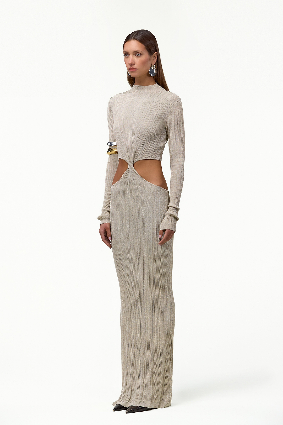 Metallic Twist Maxi Dress (Gold)