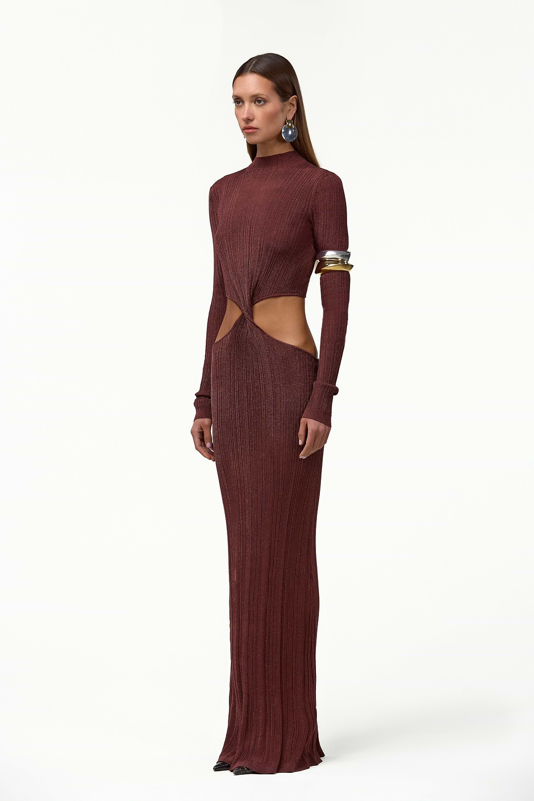 twist maxi dress SAME Metallic Twist Maxi Dress | Merlot
