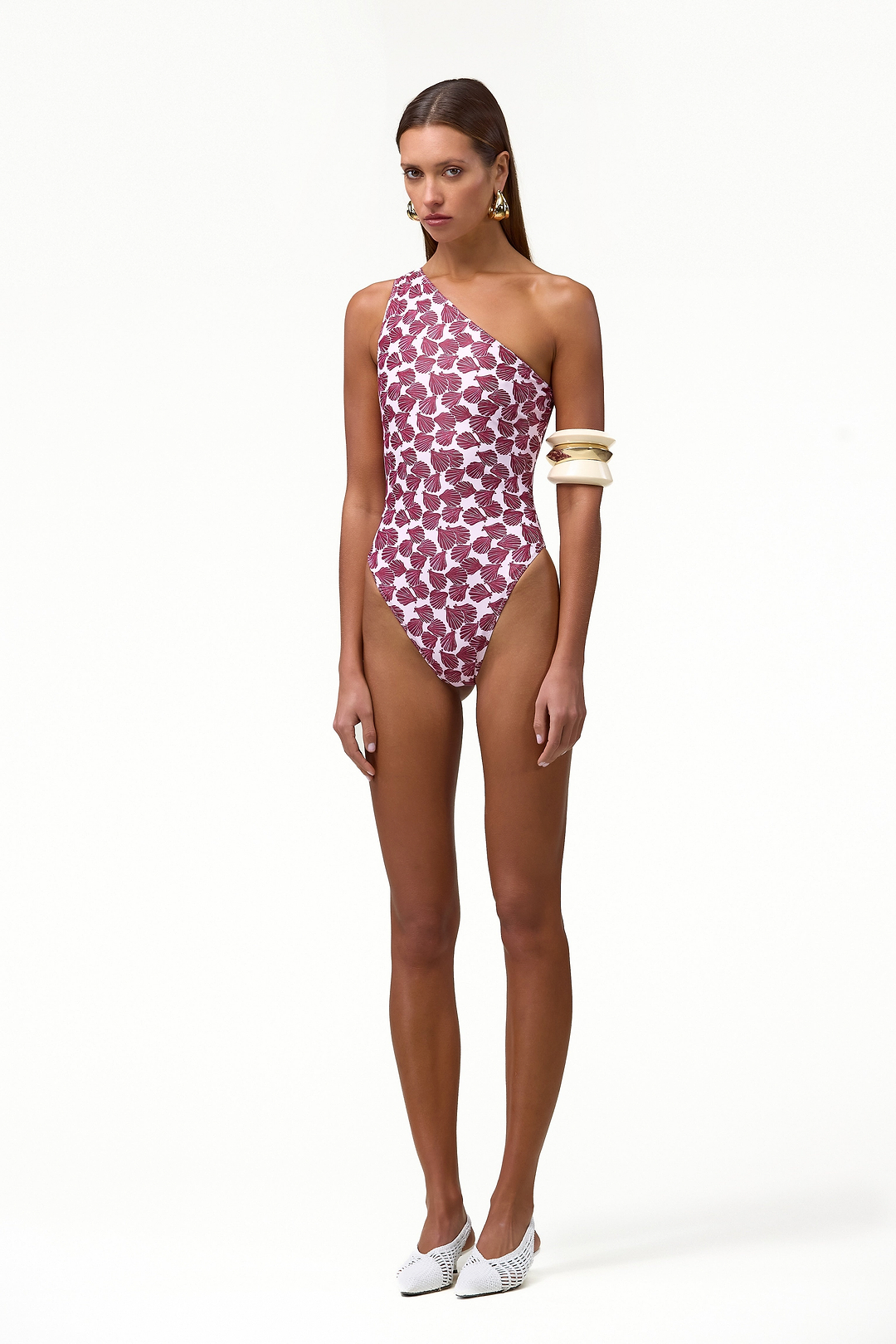 One Shoulder One Piece (Palm Beach Shell Pink/Oxblood