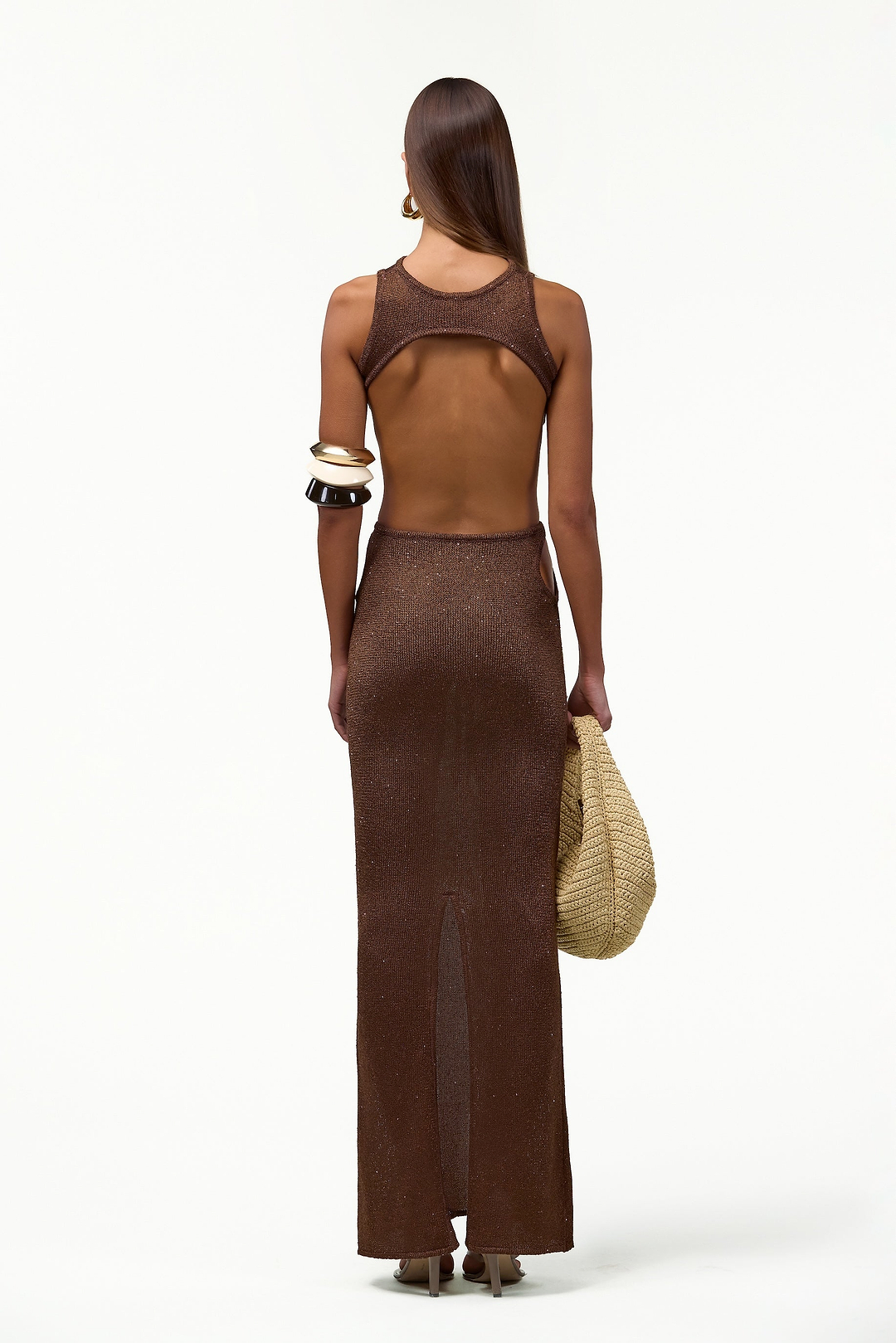 Tie Maxi Dress (Chocolate Brown Sequin)