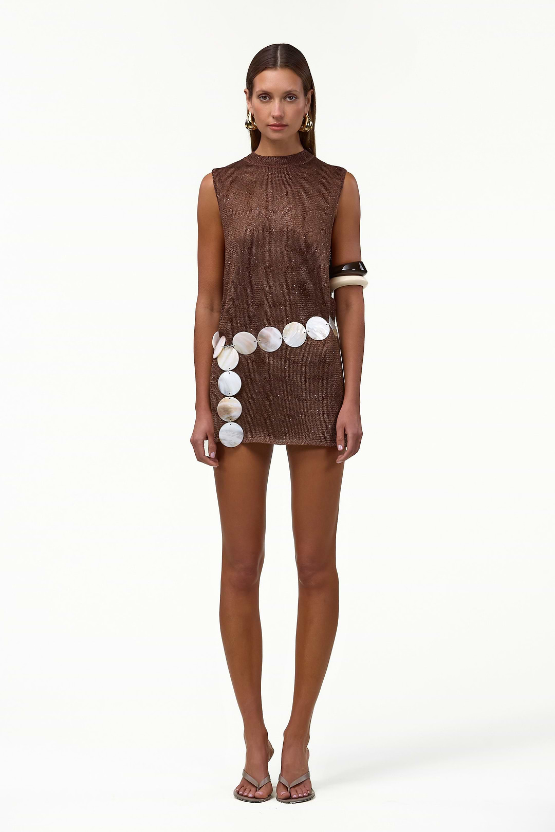 chocolate brown sequin dress Chocolate Brown Sequin Midi Dress with Stylish Cut-Outs
