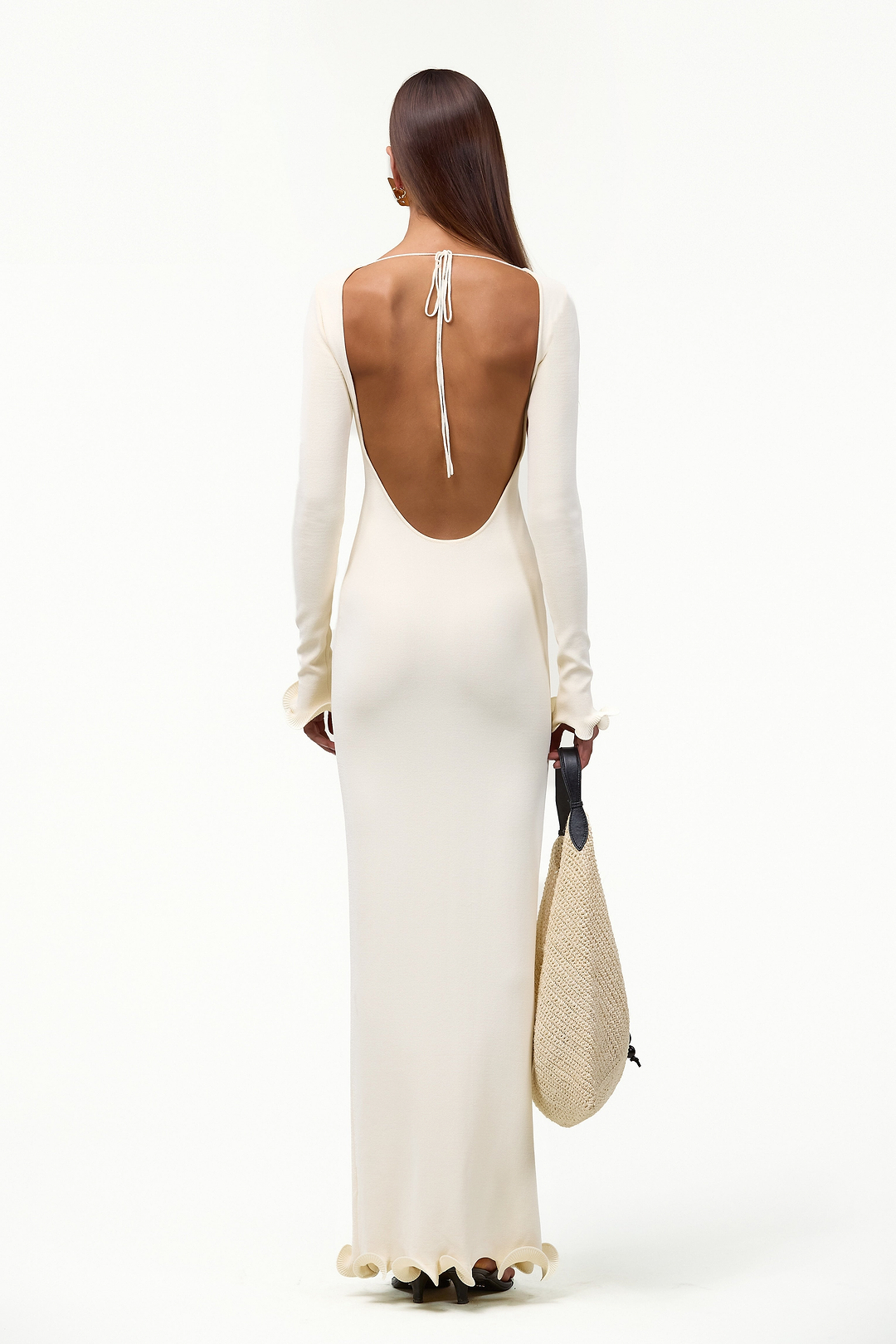 Ruffle Hem Maxi Dress (Cream)