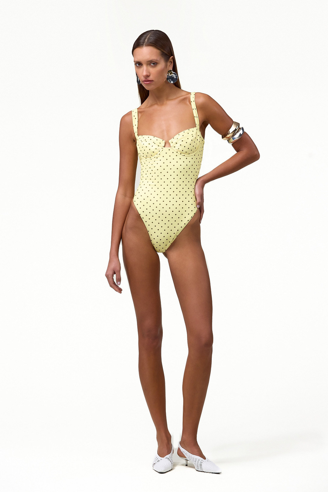 Bustier One Piece (Yellow Brown Polka Dot)