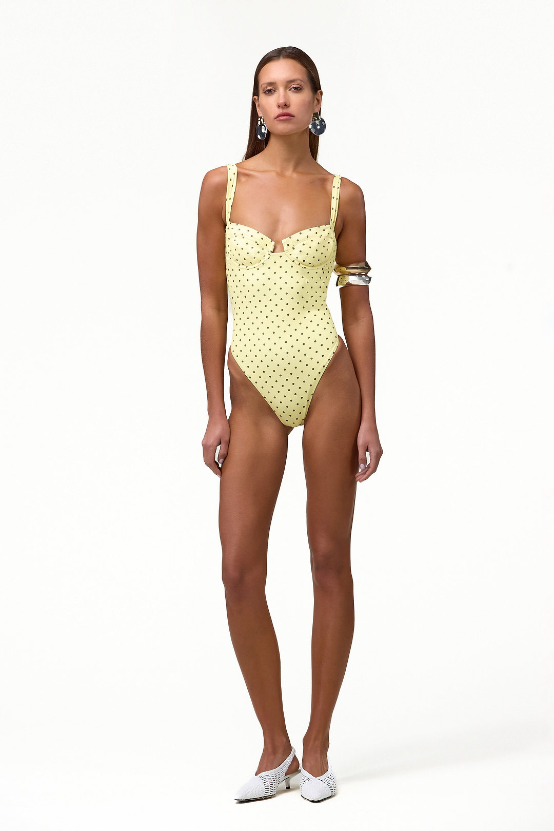 Bustier One Piece (Yellow Brown Polka Dot)