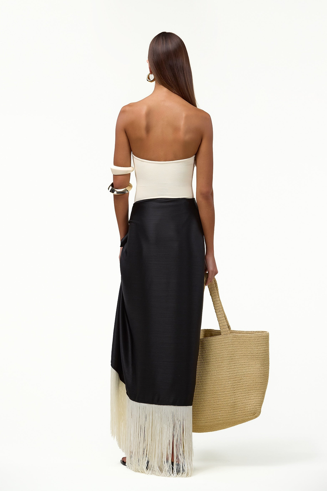 Fringe Sarong (Black/Cream)