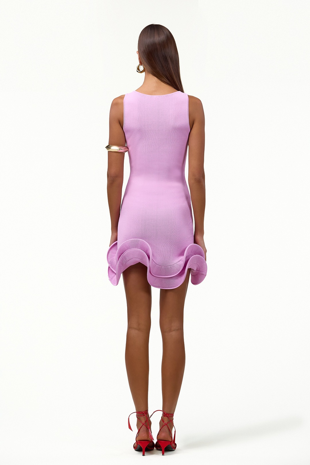 Double Ruffle Hem Mini Dress (Lilac Pink)