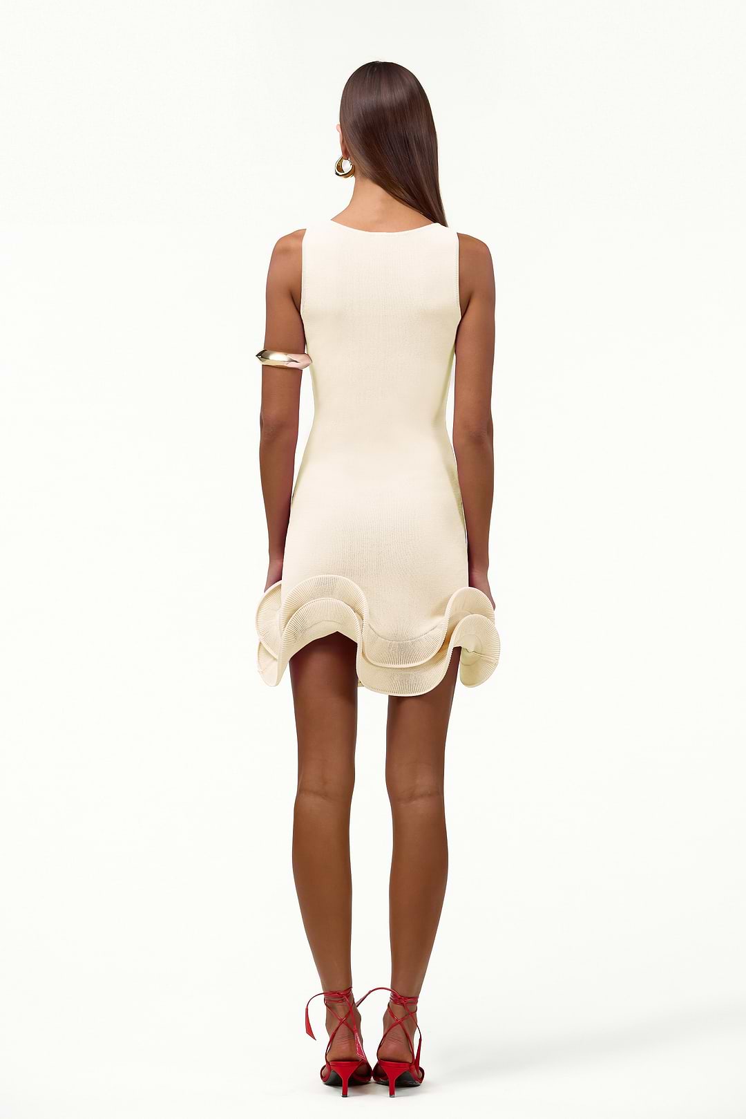 cream ruffle dress mini Boho Sunrise Chiffon Ruffle Mini Dress in Cream M / Cream