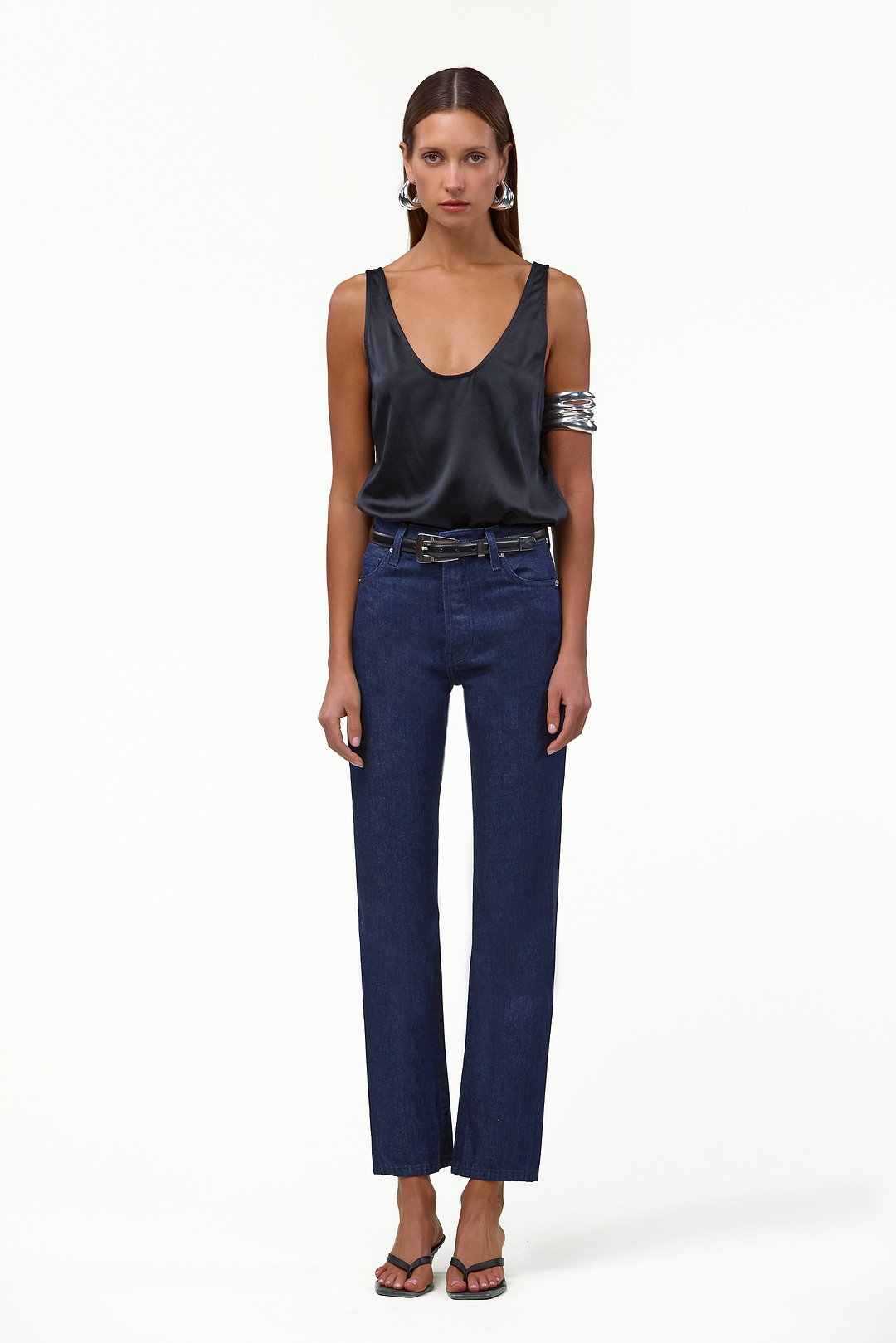 The Straight Ankle Jean (Dark Indigo)