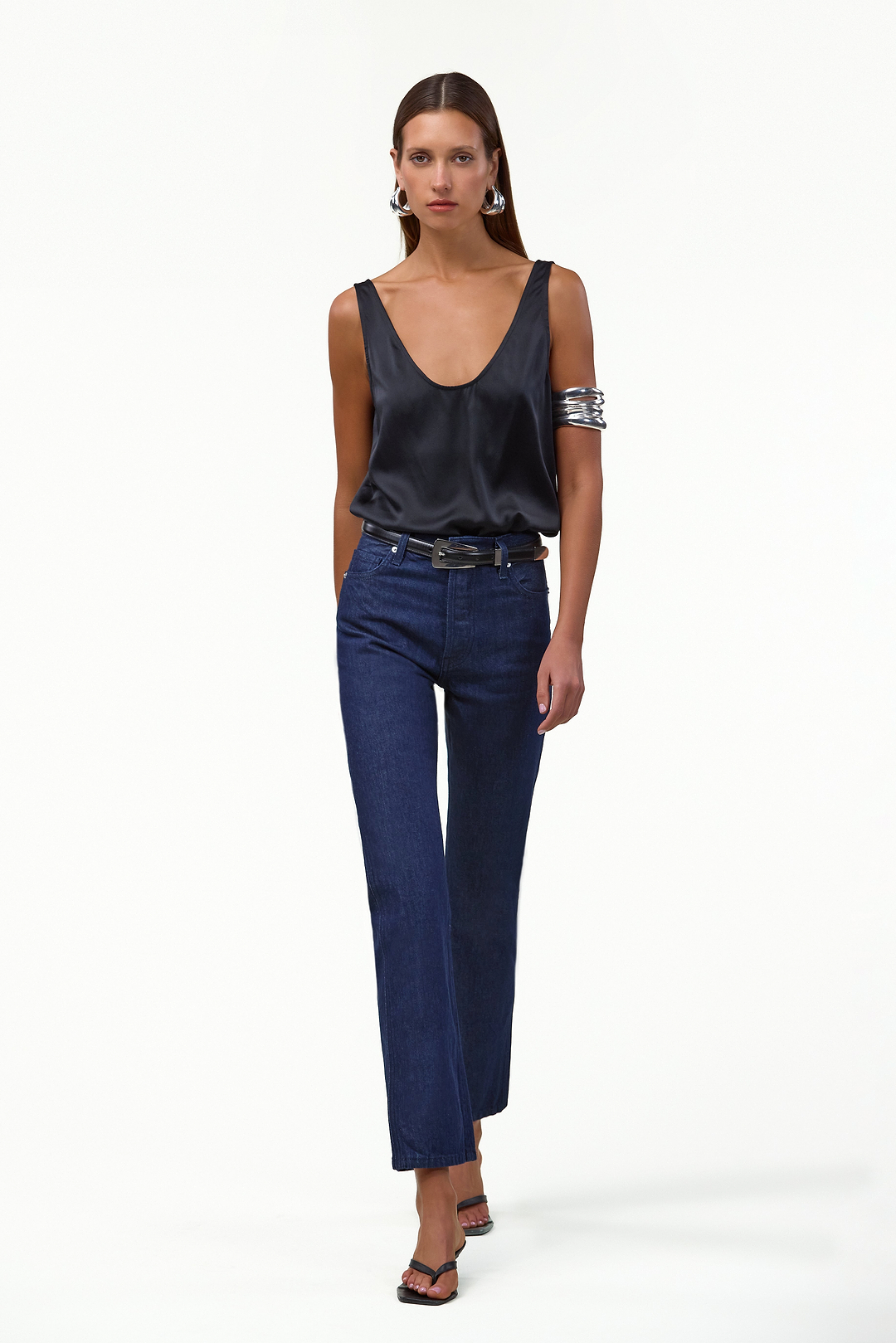 The Straight Ankle Jean (Dark Indigo)