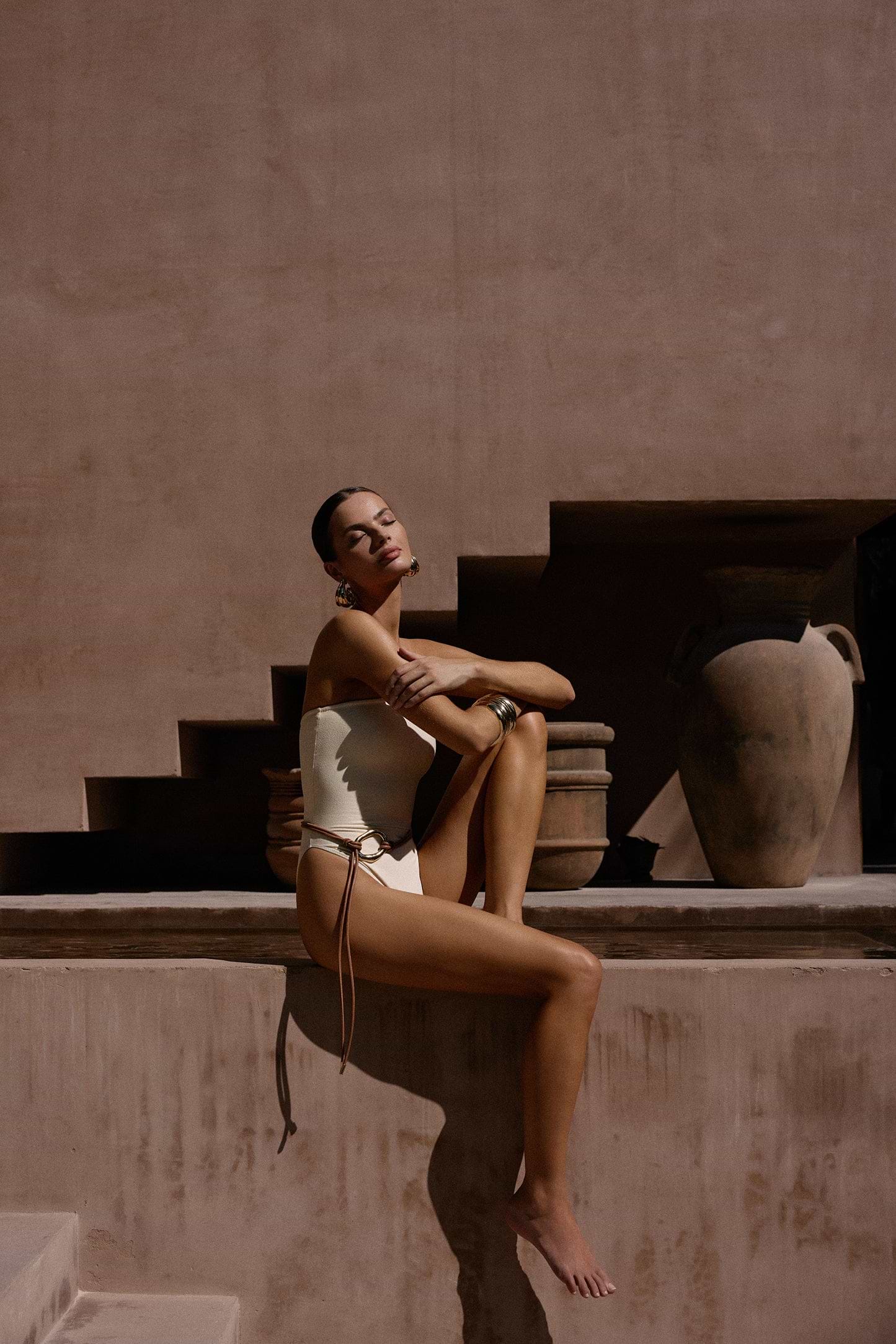 Leather Loop Belt (Camel/Gold)