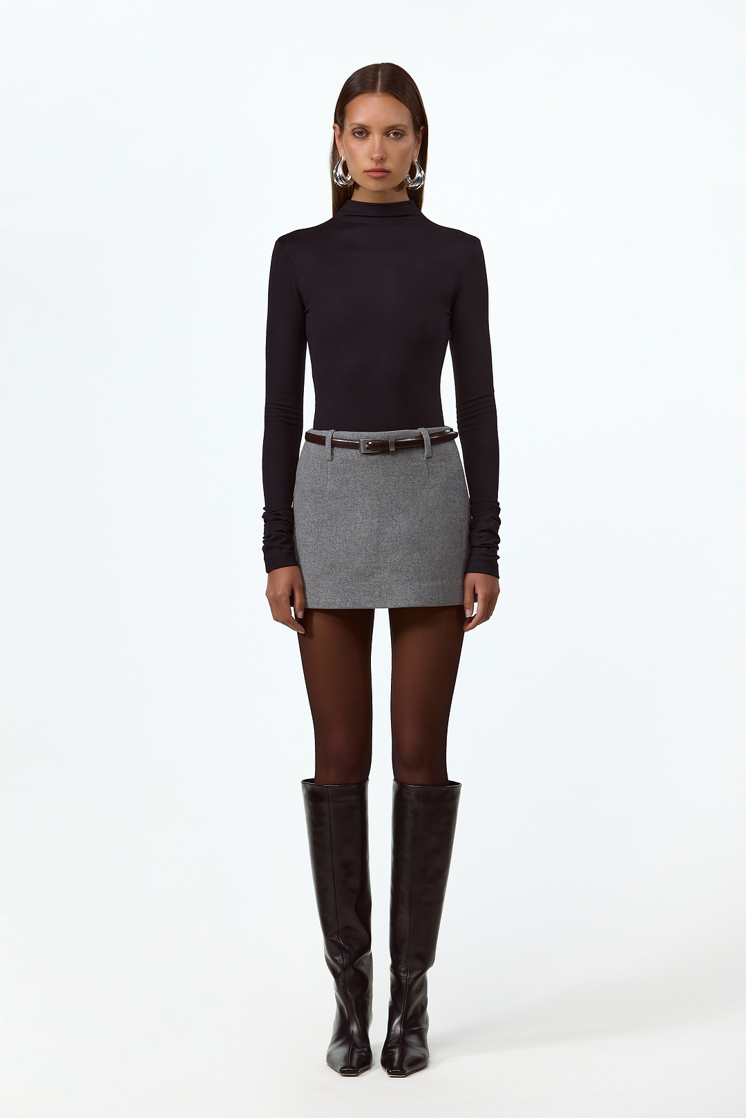 Wool Mini Skirt (Gray)