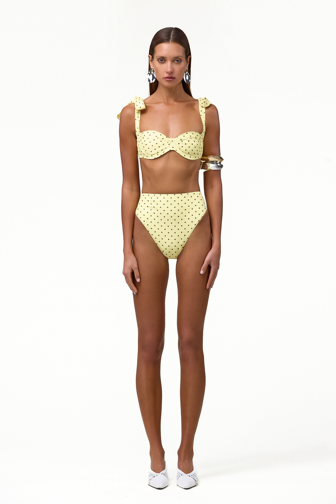 High Rise Bottom (Yellow Brown Polka Dot)