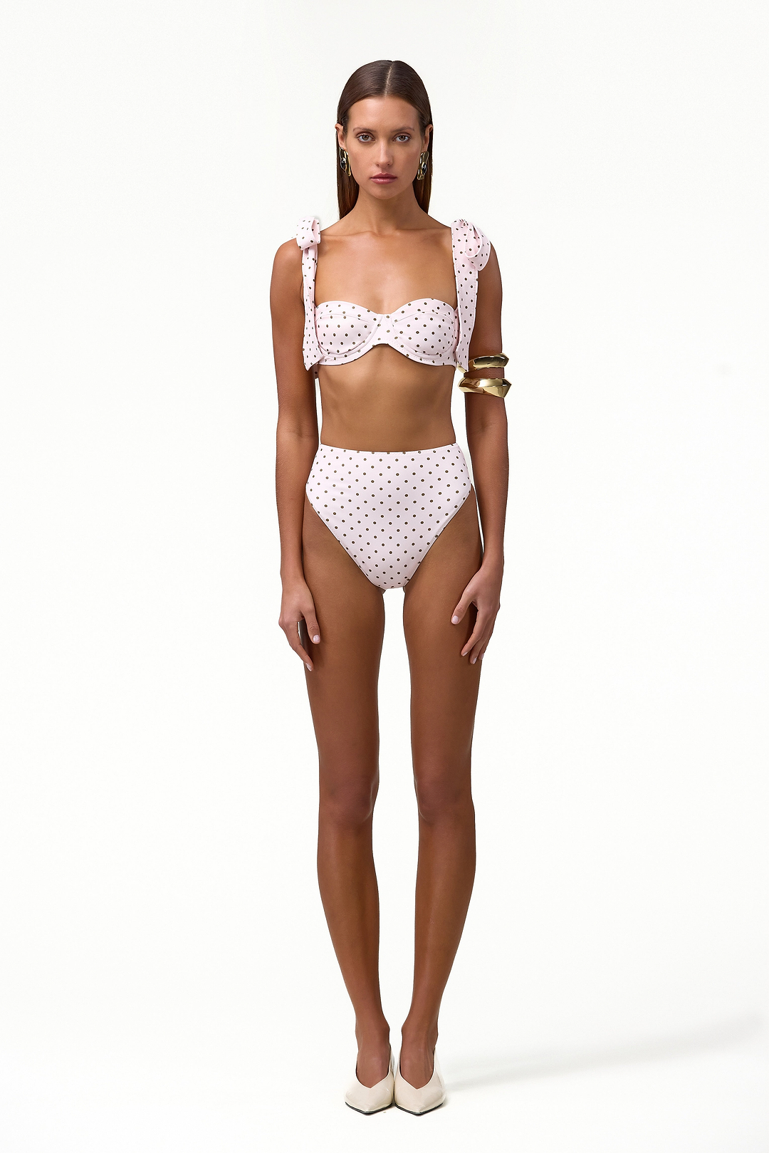 High Rise Bottom (Pink Brown Polka Dot)