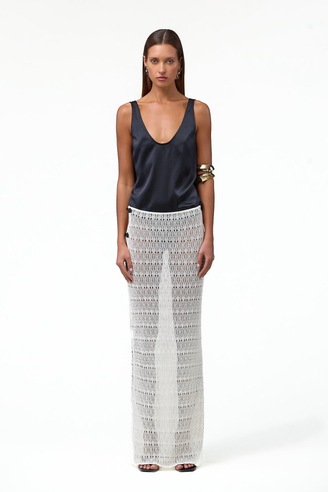 Keyhole Maxi Skirt (Cream)