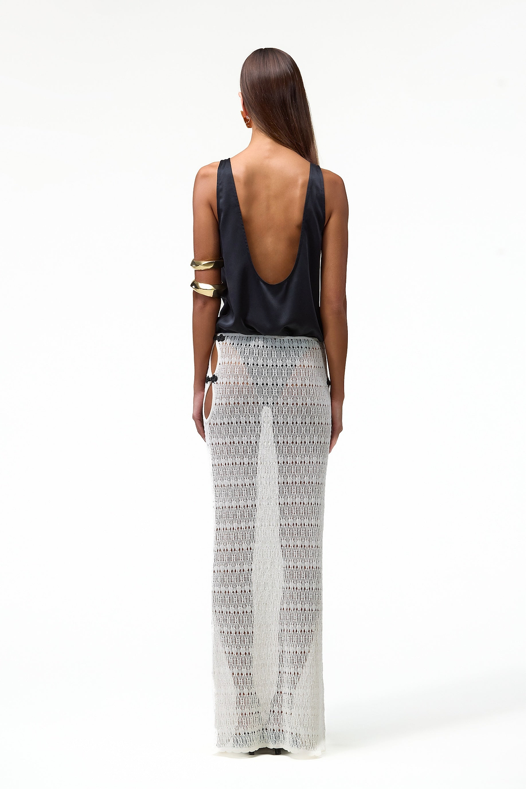 Keyhole Maxi Skirt (Cream)