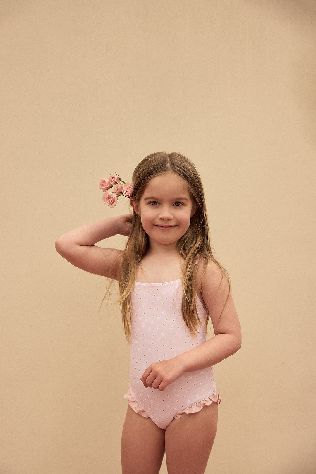 ruffle one piece (pink daisy)