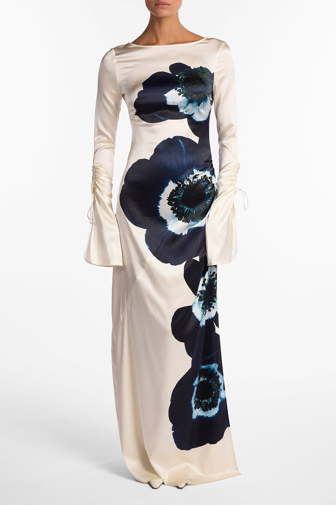 SAME Silk Floral Gown | Cream/Navy SAME Silk Floral Gown | Cream/Navy