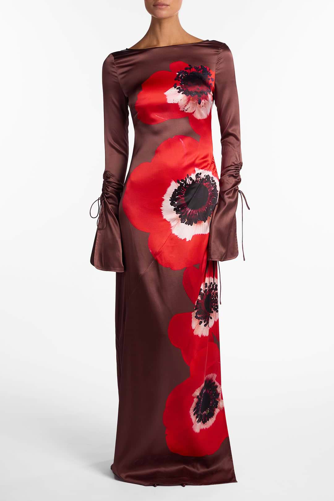 SAME Silk Floral Gown | Brown/Red | Women's Dress M / Brown/Red SAME Silk Floral Gown | Brown/Red | Women's Dress M / Brown/Red