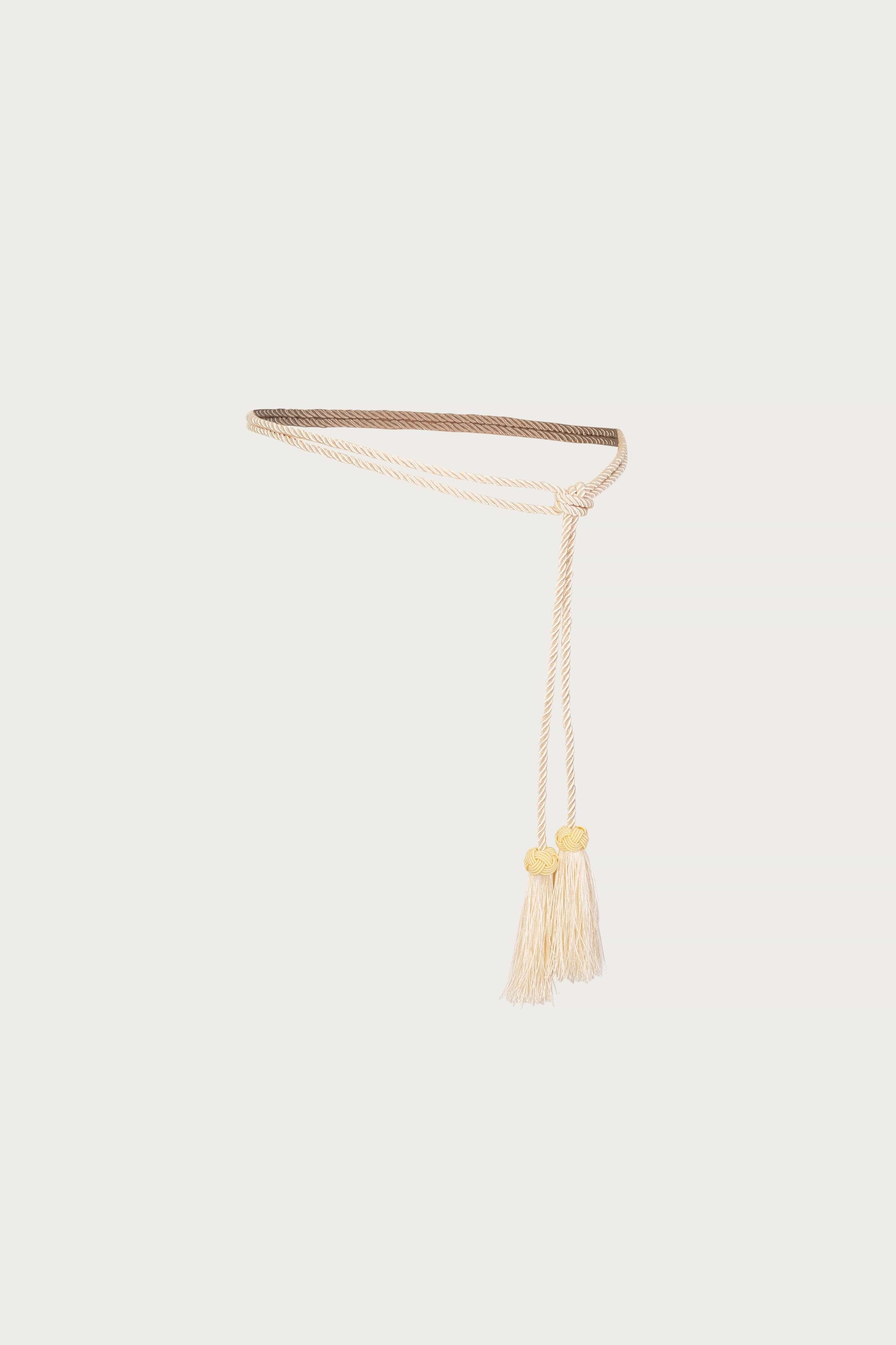White Rope Belt with Tassel Tassel Cord Belt – Marie France Van Damme main image 2