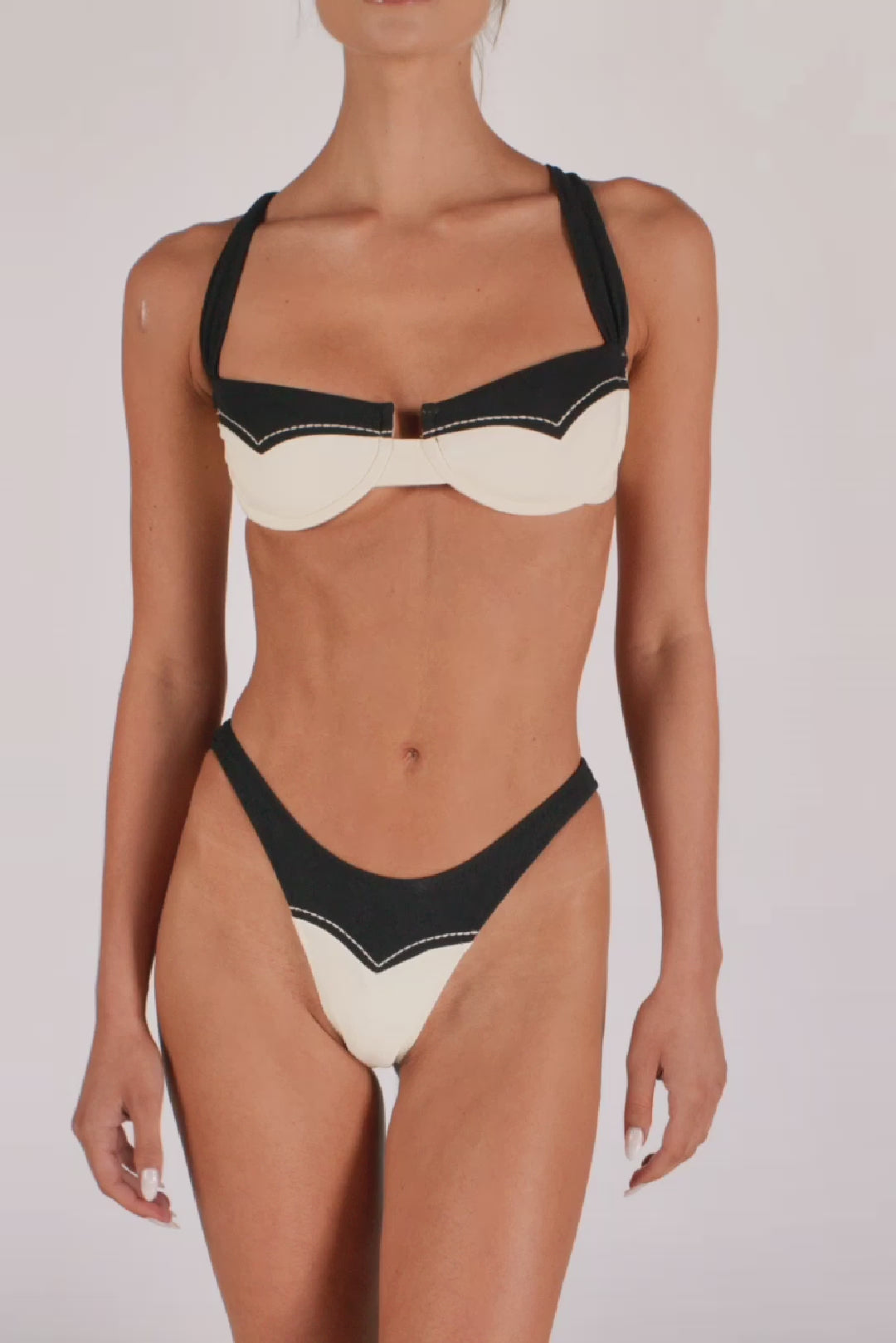 Western 90s Bottom (Faux Suede Cream/Black)