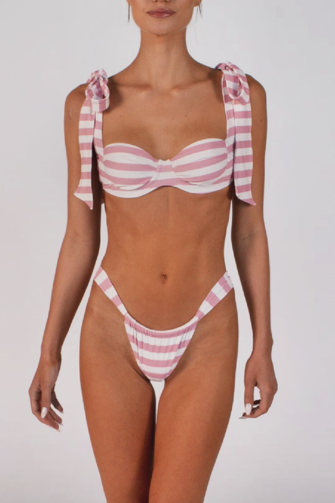 Ruched Bottom (Pink Stripe)
