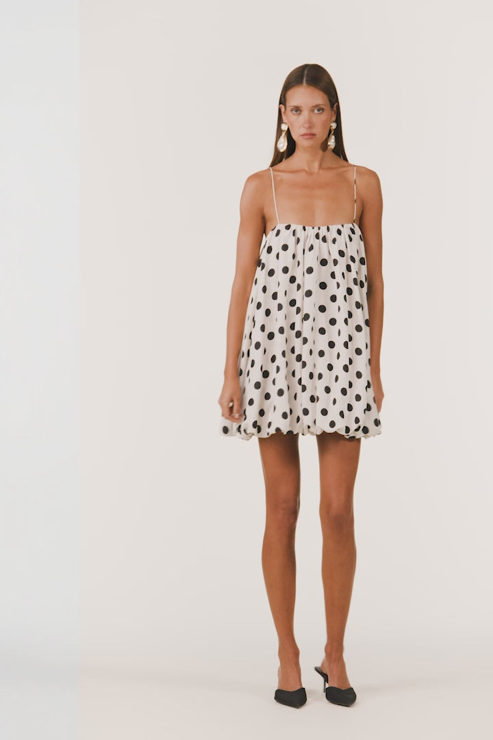 Bubble Mini Dress (Cream Polka Dot)