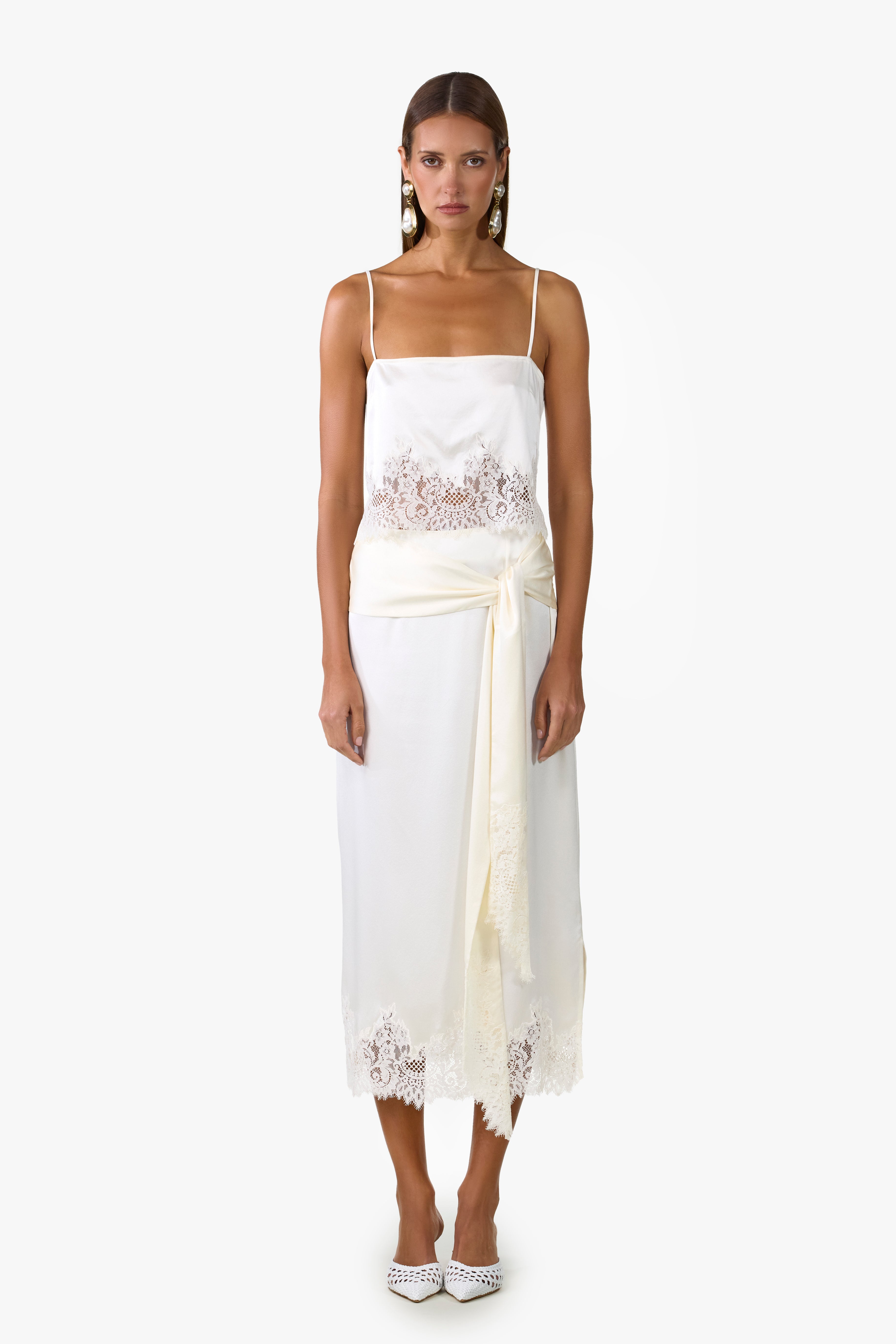 Lace Silk Tank (Cream)