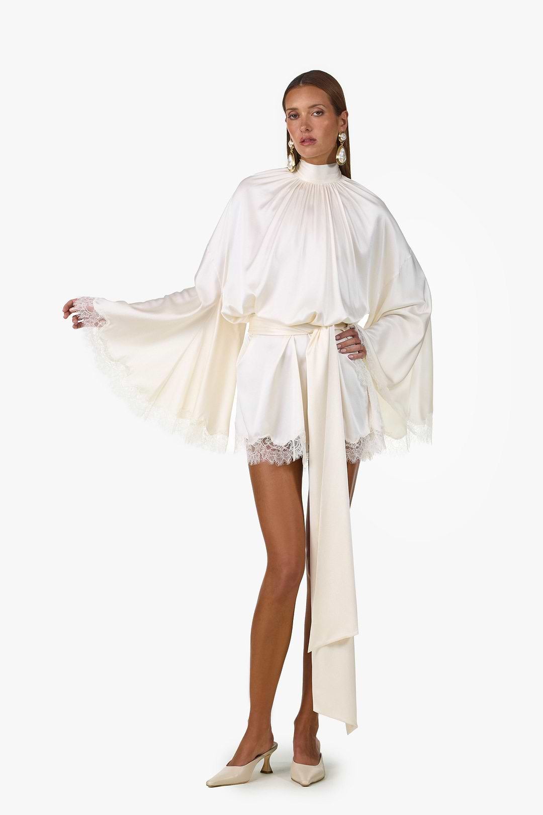silk dress cream Devon Butter-Cream low back silk satin maxi dress