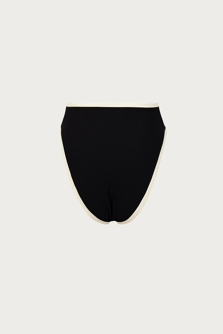 High Rise Bottom (Faux Suede Black/Cream)