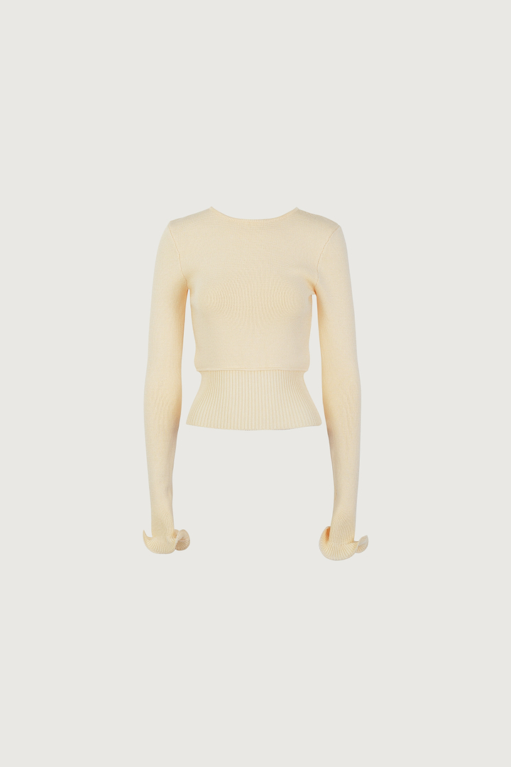 Ruffle Hem Sweater (Cream)