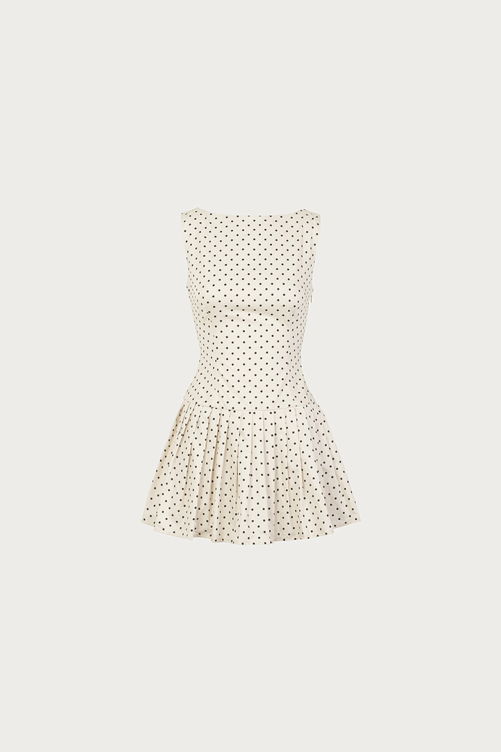 Poplin Mini Dress (Cream Polka Dot)