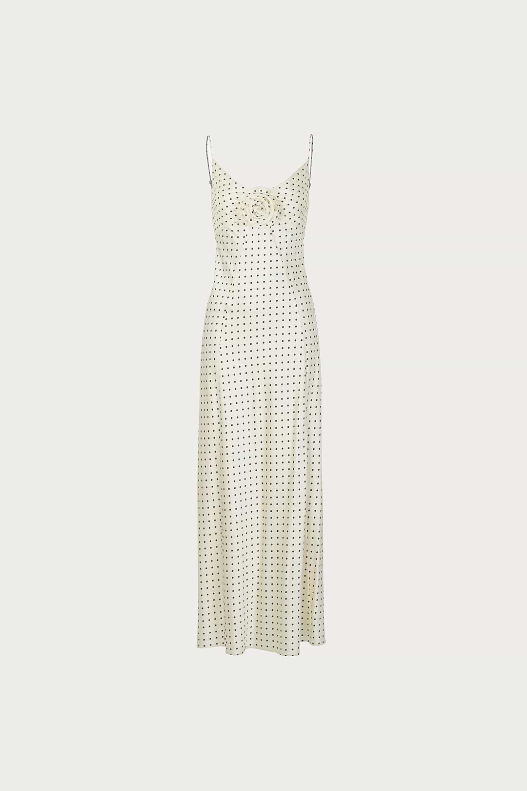 SAME Deep v Rosette Gown | Cream Polka Dot | Women's Dress S / Cream Black Polka Dot SAME Deep v Rosette Gown | Cream Polka Dot | Women's Dress S / Cream Black Polka Dot